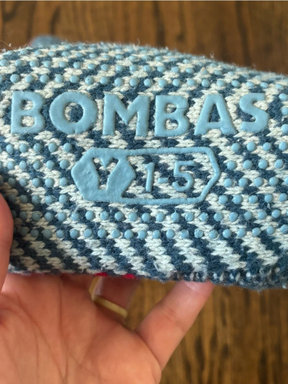 Bombas Kids Youth 1-5 FROST BLUE Fair Isle Gripper Slippers Teddy Sherpa Lined